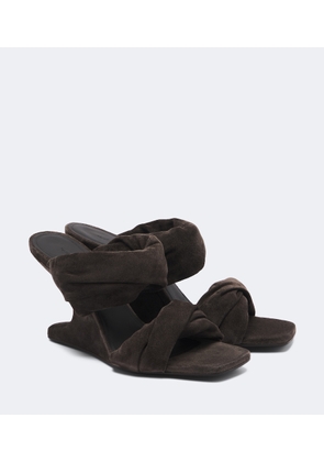 Rick Owens Twisted Cantilever suede wedge mules