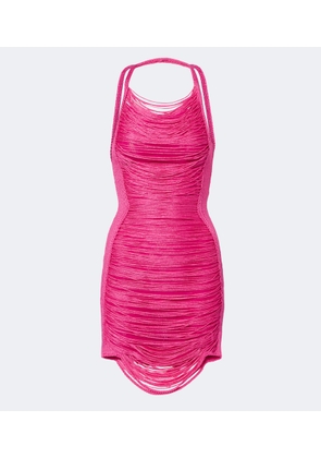 The Attico Fringed halterneck minidress