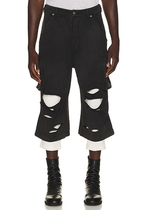 424 Ripped Bermuda Shorts in Black - Black. Size XXL/2X (also in M, L, XL/1X).