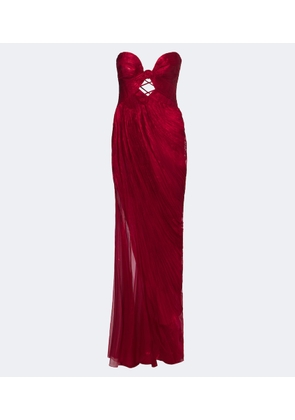 Maria Lucia Hohan Zephyra metallic silk corset gown