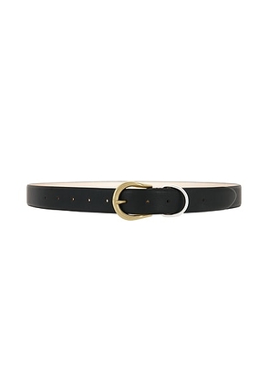DEHANCHE Hollyhock Single Ring Men's Grained Leather Belt in Black & Antique Gold And Silver - Black. Size M (also in S, L).