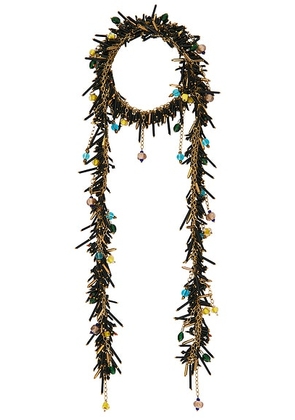 Dries Van Noten Handmade Bead Embroidered Scarf Necklace in Multi - Metallic Gold. Size all.