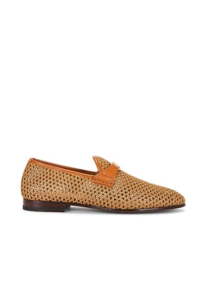 Valentino Garavani Perforated Loafer in Daffodil & Roasted Pecan - Brown. Size 45 (also in 41, 42, 43, 44).