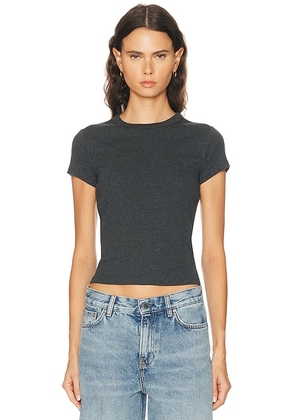 St. Agni Organic Cotton Baby Tee in Charcoal Melange - Charcoal. Size S (also in XS, M, L).