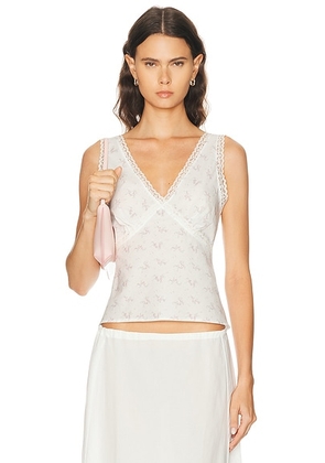 Cou Cou Intimates The Iris Tank Top in French Blossom - White. Size XS (also in M, L, XL).