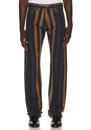 VERSACE Rigid Denim With Stripe Print in Multicolor - Multi. Size 36 (also in 31, 32, 34).