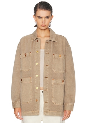 SLVRLAKE Oversized Worker Jacket in Driftwood - Brown. Size L (also in XS, S, M).
