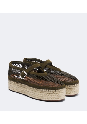 Alaia Suede-trimmed fishnet espadrilles