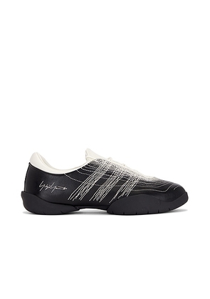 Y-3 Regu Embroidery Sneaker in Black  Aluminum  & Off White - Black. Size 8.5 (also in 9, 9.5, 10, 10.5).