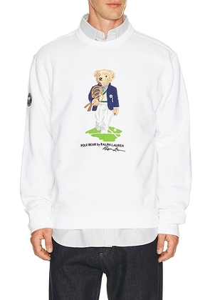 Polo Ralph Lauren Wimbledon Bear Sweater in White - White. Size L (also in XL/1X, XXL/2X).