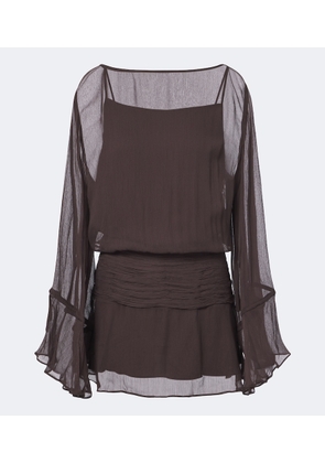 Staud Beatrix ruched chiffon minidress