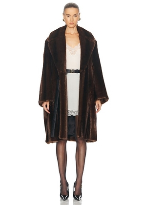 Saint Laurent Faux Fur Coat in Marron Clair & Marron - Brown. Size 38 (also in ).