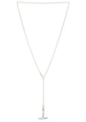 Loren Stewart Lunette Barbell Link Necklace in Sterling Silver & Blue Topaz - Metallic Silver. Size all.