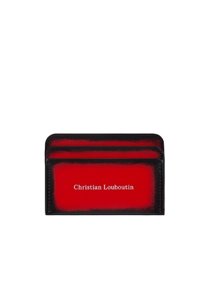 Christian Louboutin Canopy Card Holder Calf Brush in Loubi - Red. Size all.