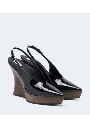 Alaia Patent leather wedge slingback clogs