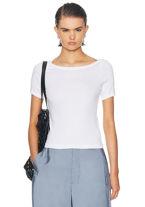 Enza Costa Supima Cotton Beateau Tee in White - White. Size M (also in XS, S, L).
