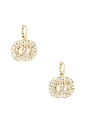 Valentino Garavani Vlogo Signature Earrings in Oro & Crystal - Metallic Gold. Size all.