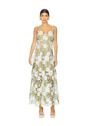 ELLIATT Flora Midi Dress in Green. Size XS. Also in S, M, L, XL.