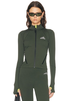 Balenciaga Fitted Zip-up Jacket in Khaki & Lime - Dark Green. Size L (also in M).