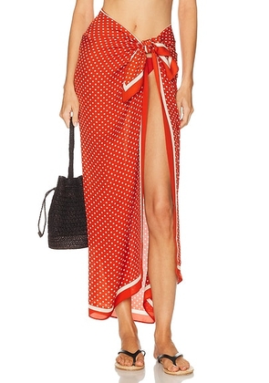 Matteau Silk Sarong in Polka Dot Tomato - Red. Size all.