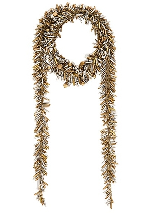 Dries Van Noten Handmade Bead Embroidered Scarf Necklace in Silver - Metallic Silver. Size all.