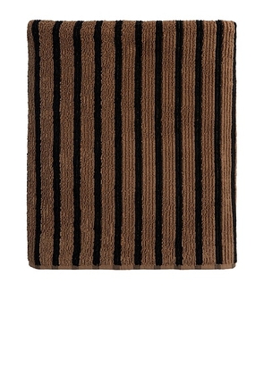 Parachute Organic Resort Stripe Hand Towel in Camel With Soft Black - Brown. Size all.