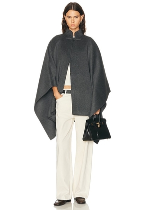 Rohe Double Faced Wool Pankou Closure Poncho in Dark Grey Melange - Grey. Size all.