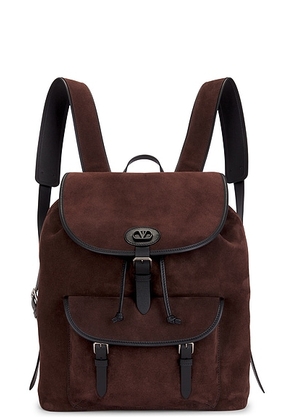 Valentino Garavani Suede Backpack in Testa Di Moro & Nero - Black. Size all.