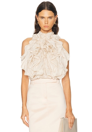 Maison Margiela Ruffle Sleeveless Blouse in Sand - Neutral. Size 38 (also in ).