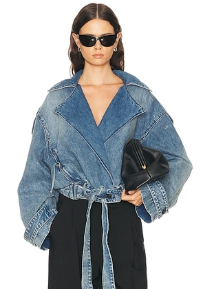 Brandon Maxwell Regan Denim Trench Jacket in Indigo - Blue. Size XS (also in ).