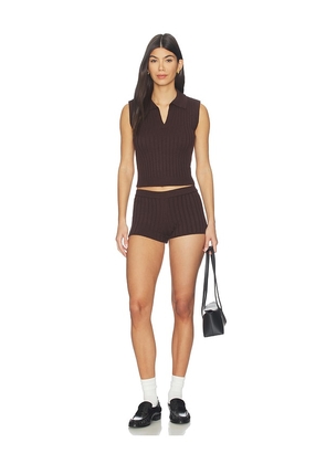 ALL THE WAYS Leia Knit Short Set in Brown. Size XS. Also in S, M, L.