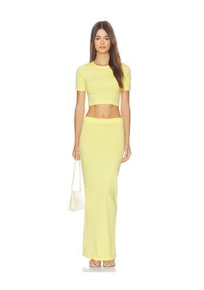 ALL THE WAYS Keeva Knit Maxi Skirt Set in Yellow. Size XS. Also in S, M, L.