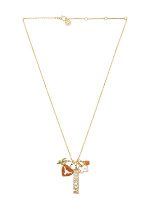 BaubleBar University Of Texas At Austin Charm Necklace in Metallic Gold,Orange.