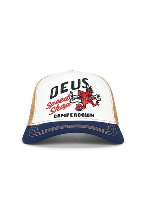 Deus Ex Machina Dogleg Trucker in White.
