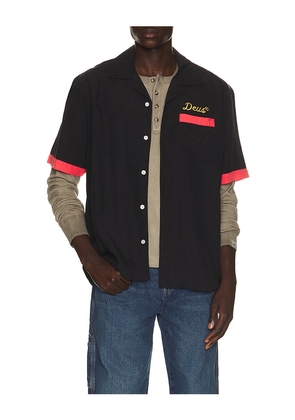 Deus Ex Machina Hisssterical Bowling Shirt in Black. Size S. Also in M, L, XL/1X, XXL/2X.