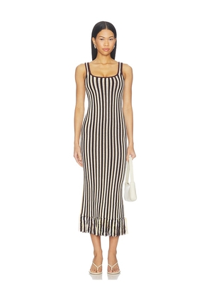 Amanda Uprichard Jolie Midi Dress in Brown. Size XS. Also in S, M, L, XL.