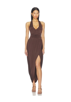 Amanda Uprichard Rosado Midi Dress in Brown. Size XS. Also in S, M, L, XL.