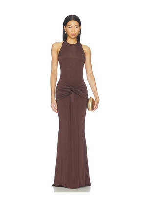 Amanda Uprichard Breana Maxi Dress in Brown. Size XS. Also in S, M, L, XL.