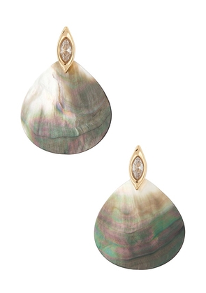 Ettika Shell Statement Earrings in Grey.
