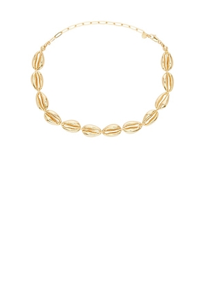 Ettika Cowrie Plated Necklace in Metallic Gold.