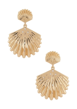 Ettika Sun Drenched Shell Earrings in Metallic Gold.