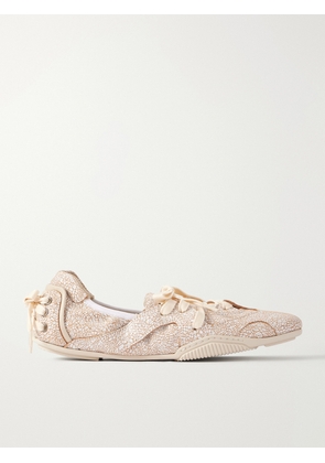 Acne Studios - Bilaria Lace-up Cracklé Leather Ballet Flats - Neutrals - IT36,IT37,IT38,IT39,IT40,IT41