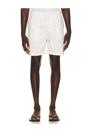 Faherty Essential Drawstring Short in Cream. Size S. Also in M, L, XL/1X.