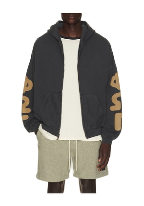 Fear of God ESSENTIALS 90's Zip-Up Hoodie in Black. Size XS. Also in S, M, L, XL/1X, XXL/2X, XXXL/3X.