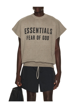 Fear of God ESSENTIALS Relaxed Fleece Cutoff Sweatshirt in Grey. Size XS. Also in S, M, L, XL/1X, XXL/2X.