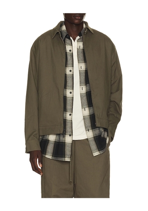 Fear of God ESSENTIALS Work Jacket in Green. Size XS. Also in S, M, L, XL/1X, XXL/2X, XXXL/3X.