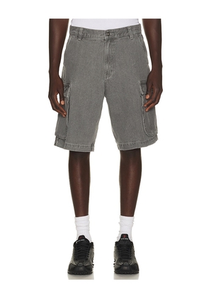HUF Oval Denim Cargo Short in Grey. Size 30. Also in 32, 34, 36.