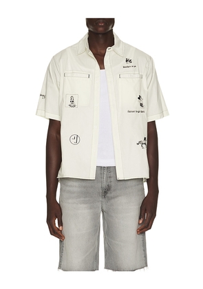 Jungles No Where Button Up Shirt in Cream. Size S. Also in M, L, XL/1X.