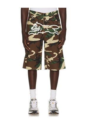 ICECREAM Icee Camo Twill Short in Green. Size 30. Also in 32, 34, 36.