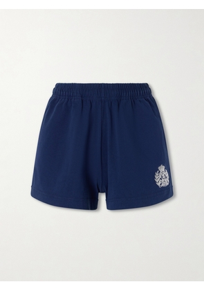 Sporty & Rich - Logo-embroidered Cotton-jersey Shorts - Blue - x small,small,medium,large,x large